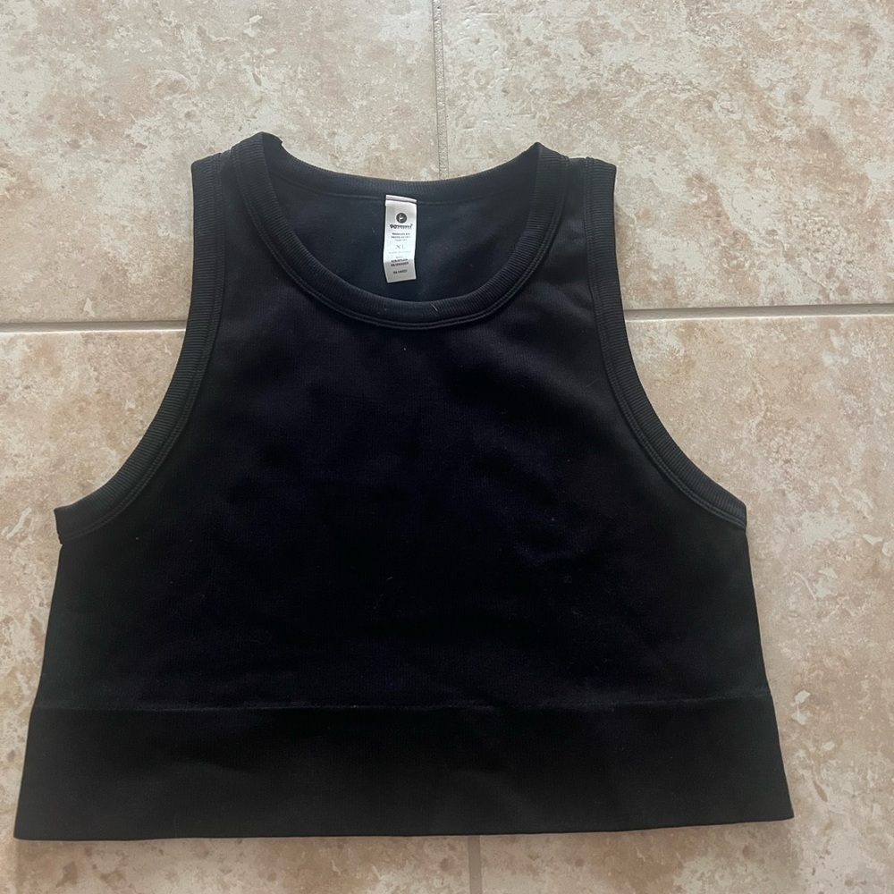 90 Degree by Reflex Seamless Rib Tank Top Black Size XL Women’s Crop Activewear